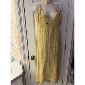 Nataya Yellow Maxi Dress Embroidered Floral Appliqué Medium Summer Boho Medium